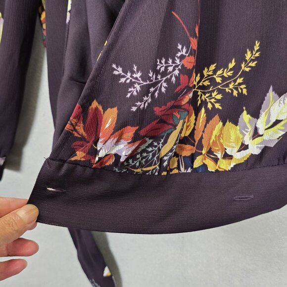 Madewell Wrap Front Top in Blooming Oasis Plum Womens Size Medium - Picture 6 of 14